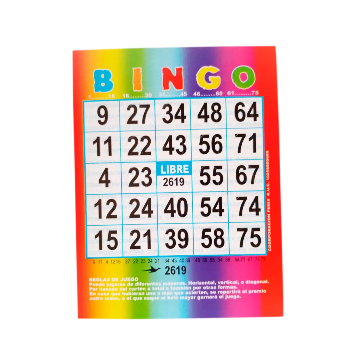 [JUG_51] BINGO CARTILLA X100 / BG-06